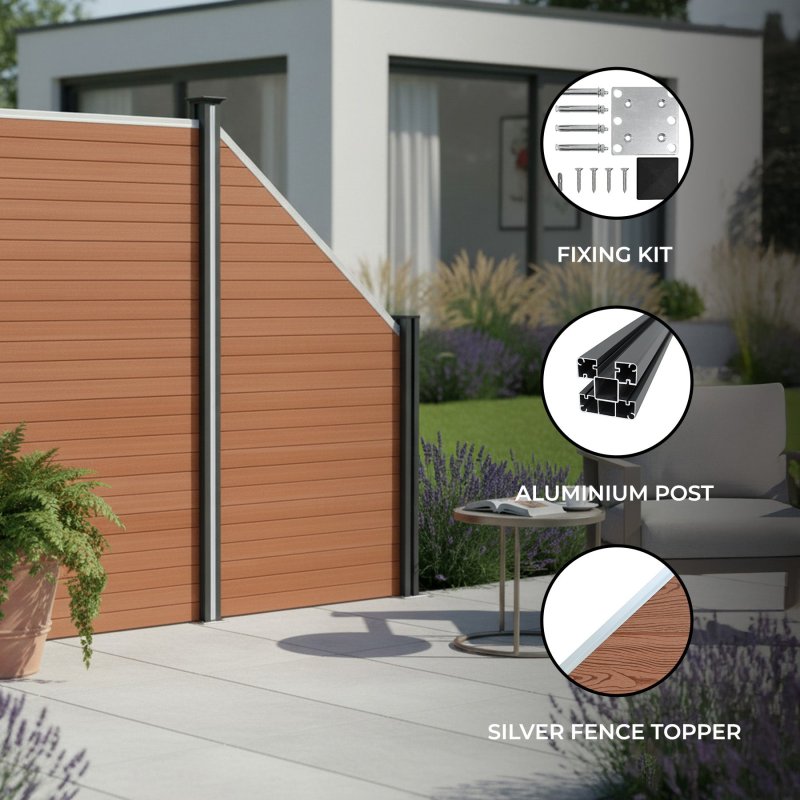 Composite Angled Fence Panel - Brown