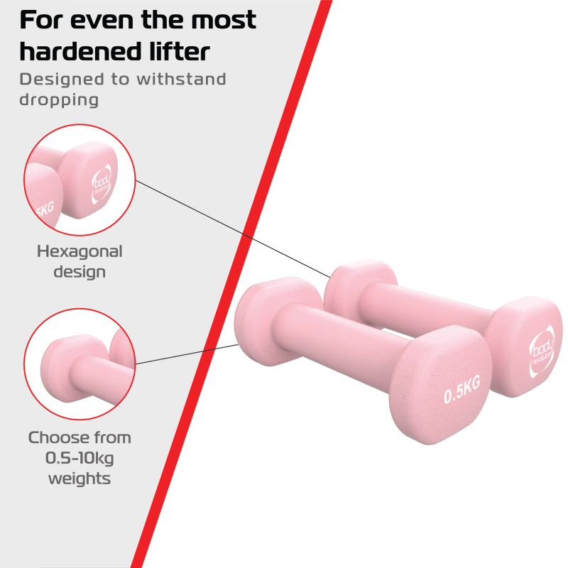 2 x 0.5KG Neoprene dumbbells