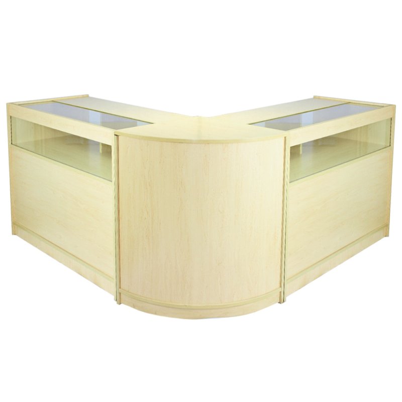 MonsterShop Fusion Shop Counter Cabinets & Retail Display Glass Showcase Set, Maple, Melamine MDF