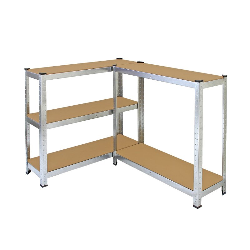 6 x Silver Racking Bay Units 5 Tier & Heavy-Duty Galvanised Steel 175kg Capacity Per Shelf Garage Shelves Storage Warehouse Shed Workshop Boltless 90cm x 30cm x 180cm
