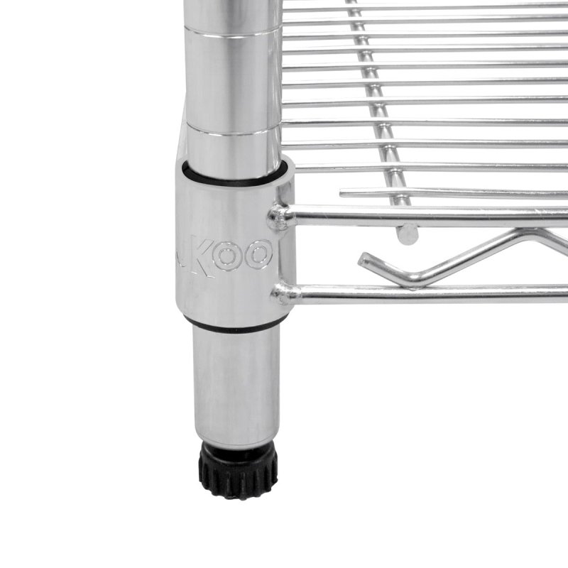 Wire Shelving Rack 5 Tier Metal Storage Unit Heavy Duty Free Standing Boltless Height Adjustable Shelves & Levelling Feet Kitchen Office Garage Silver Chrome 1000kg Weight Capacity