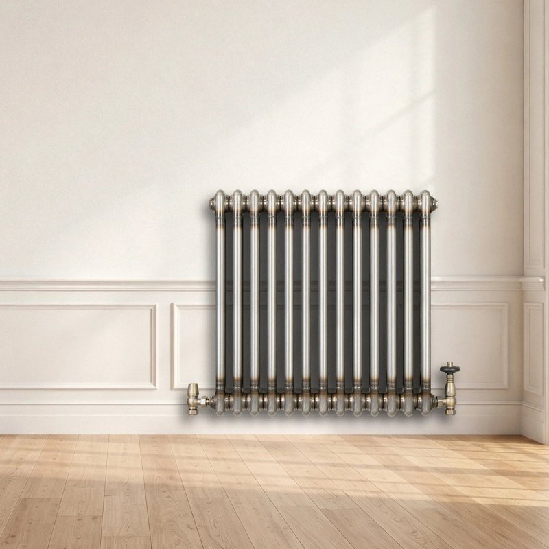 Traditional 2 Column Radiator - 600 x 605mm - Raw Metal