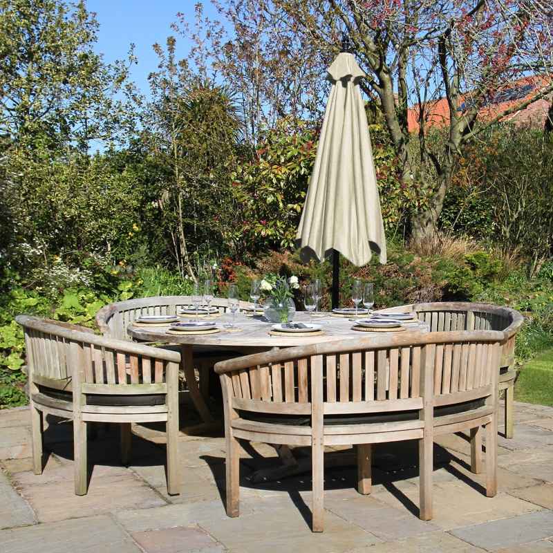 3m Cantilever Garden Parasol Banana Hanging Umbrella Winding Crank Shade Patio Outdoor Sun Shade Tilt UV Protection | Cream Fan Base