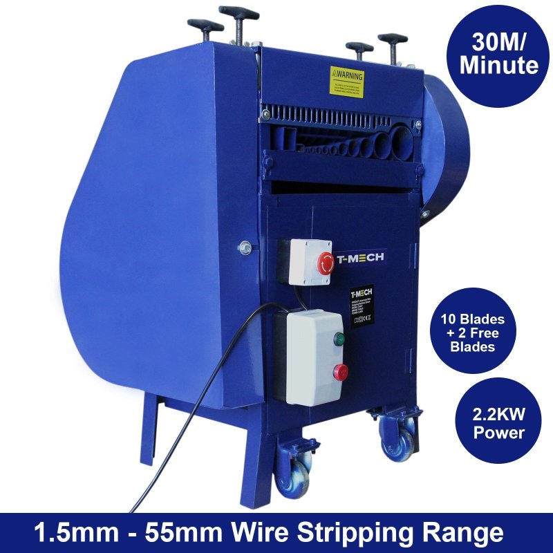 Wire Stripper Electric Automatic 1.5 - 55mm Stripping Cable Powered Portable Scrap Strip Copper Recycling Machine 380W 30M/min