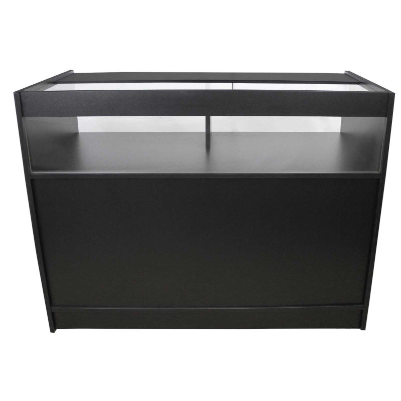 Retail 1/4 Glass Shelf Counter Shop Showcase Display Cabinet Shelves Unit Black B1200