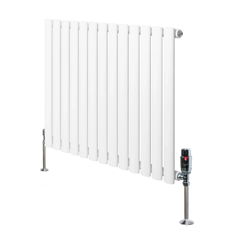 Oval Single Column Radiator & Valves - 600mm x 780mm - White