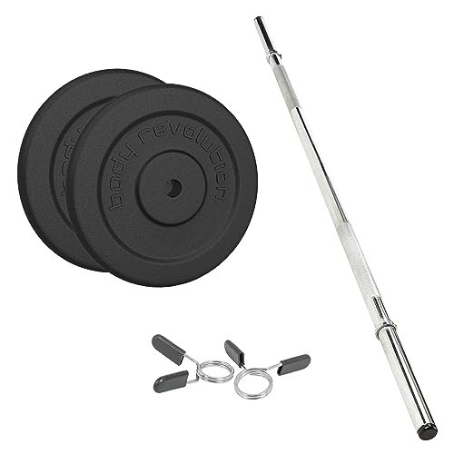 1.2m 1" Barbell and Cast Iron Weight Plate Sets, Bar + 0.5kg + 1.25kg + 2.5kg Pairs (8.5kg Set)