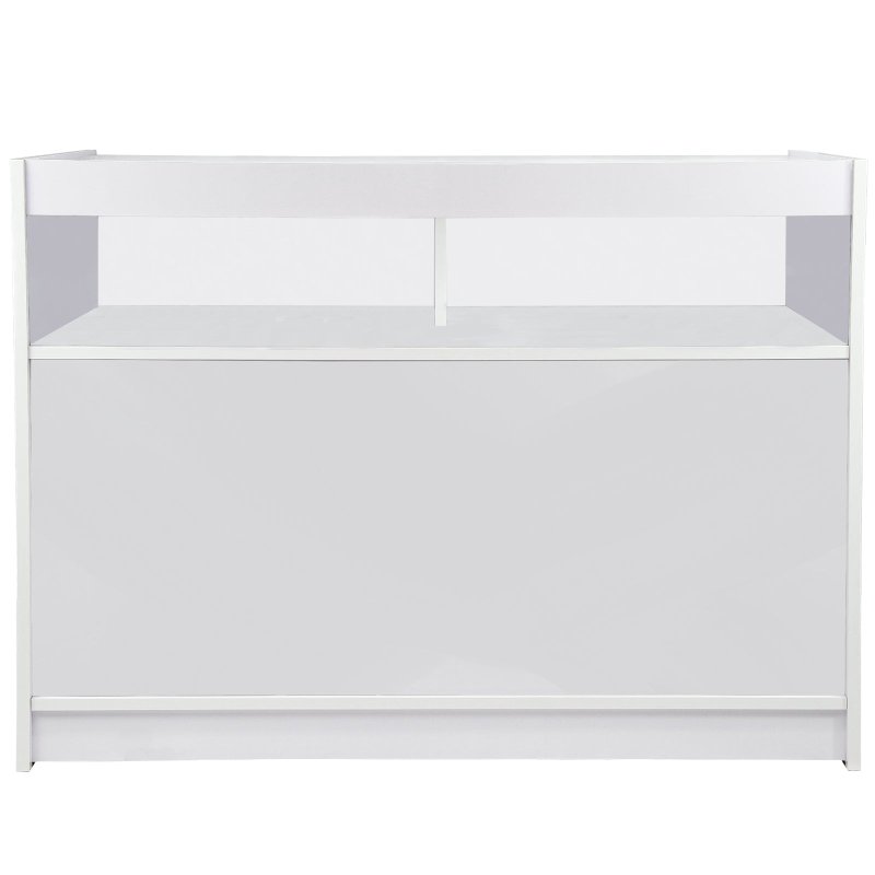 Retail 1/4 Glass Shelf Counter Shop Showcase Display Cabinet Shelves Unit White B1200