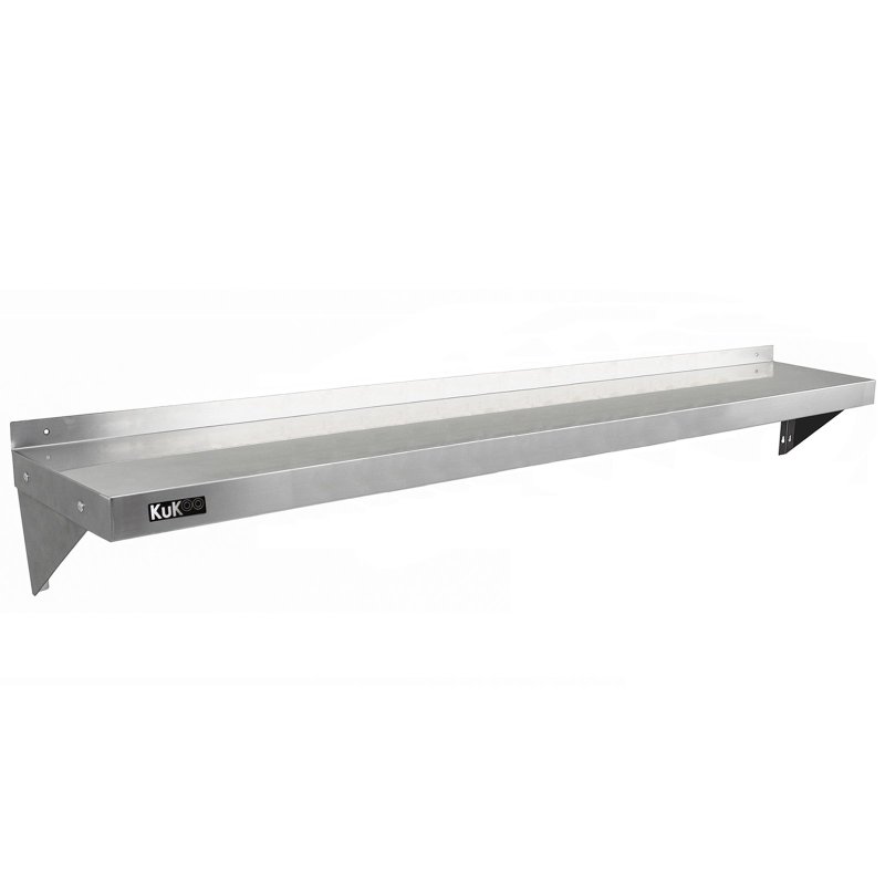 KuKoo Commercial Catering Corrosion Resistant x 2 Stainless Steel Kitchen Wall Shelf & Free Microfiber Cloths 1940mm x 300mm