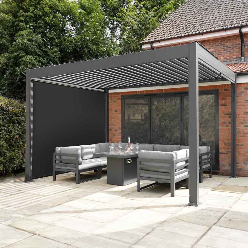 Aluminium Pergola With Anthracite Blinds - 3m x 3m