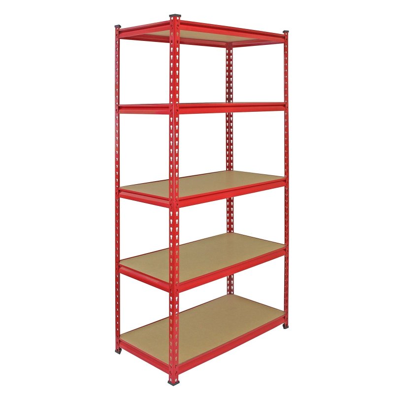 4 Monster Racking Z-Rax Shelving Garage Heavy Duty Storage Shelves, 360kg/shelf, Red, 90 x 183 x 45