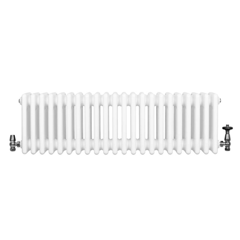 Traditional 4 Column Radiator & Valves - 300 x 1010mm - White
