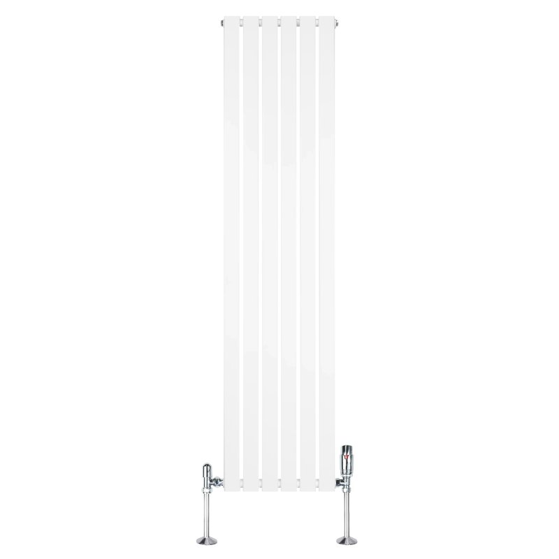 Flat Single Column Radiator & Valves - 1800mm x 420mm - White