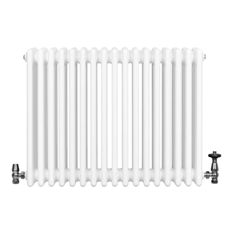 Traditional 4 Column Radiator & Valves - 600 x 785mm - White