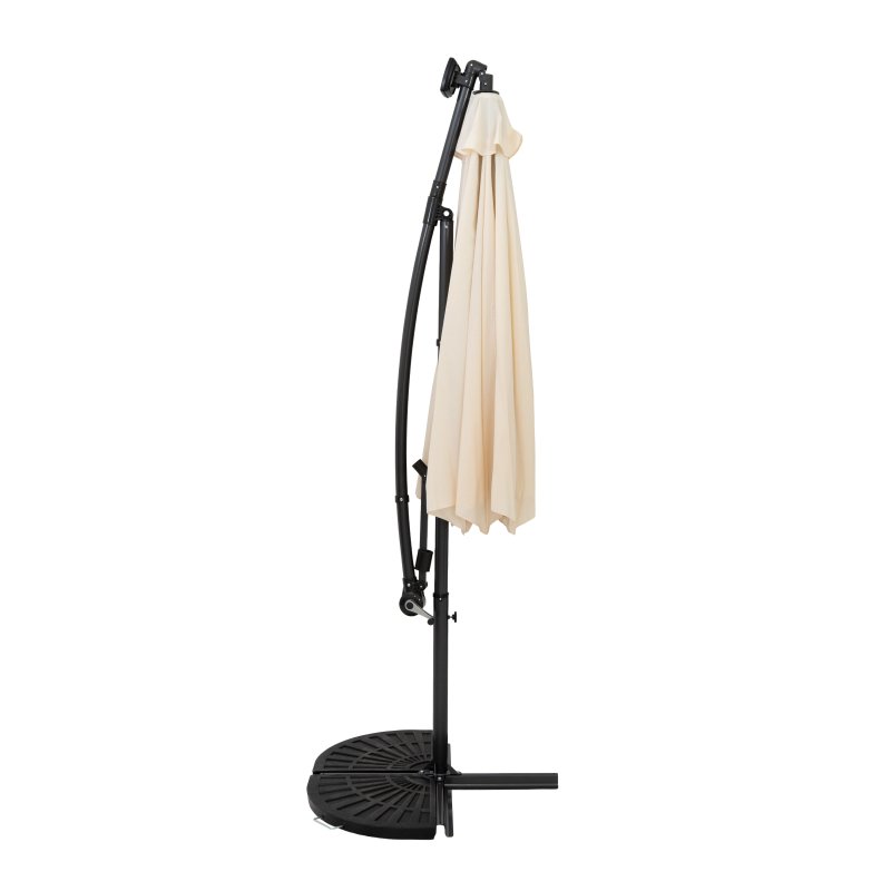 LED Cantilever Parasol 3m With Half Fan Base - Cream
