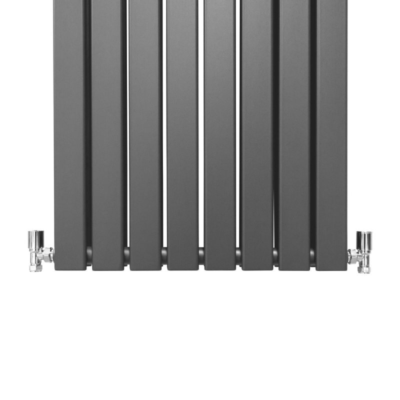 Designer Radiators 160 x 56cm Flat Panel Modern Central Heating Anthracite Grey Vertical Column Double Panel Wall Mounted Slimline Kitchen Living Room Bathroom Commercial Cleaning Brush & Fixing Kit