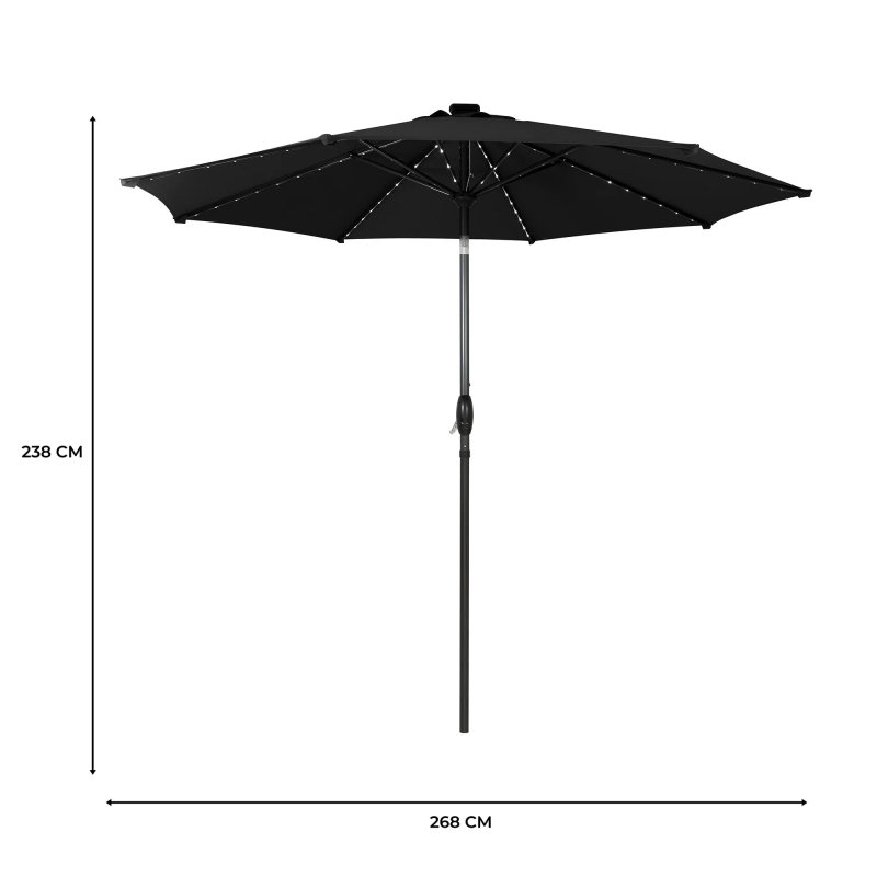 LED Tilt Parasol 2.7m - Black
