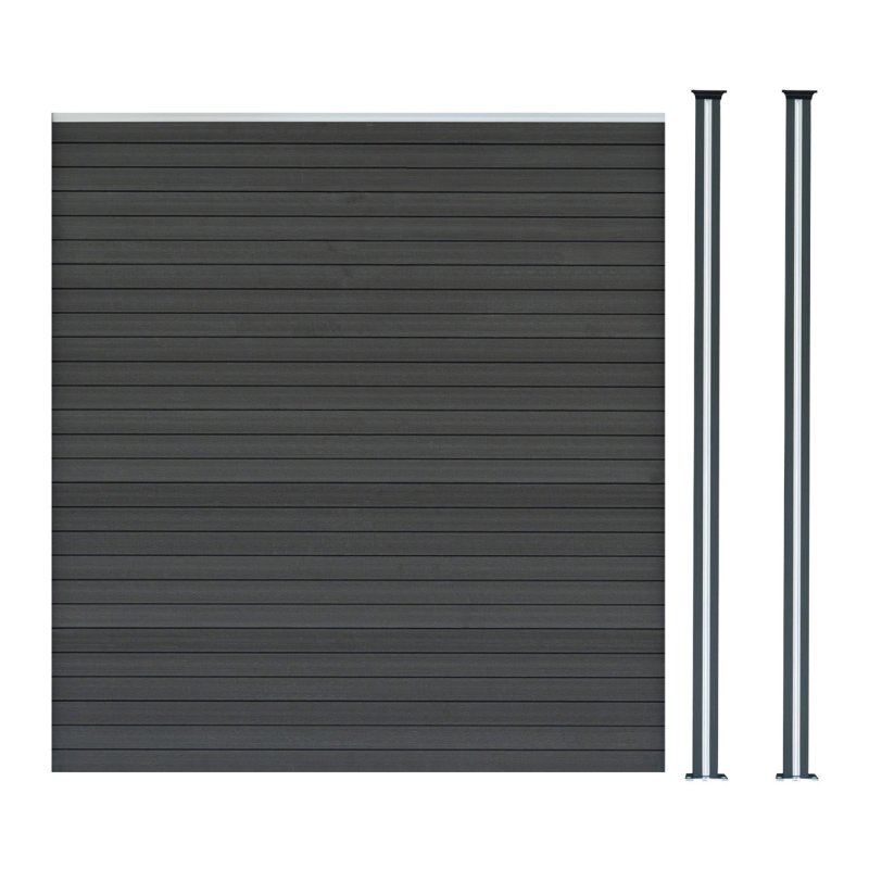Composite Fence Panel & 2 x  LED Posts - Grey