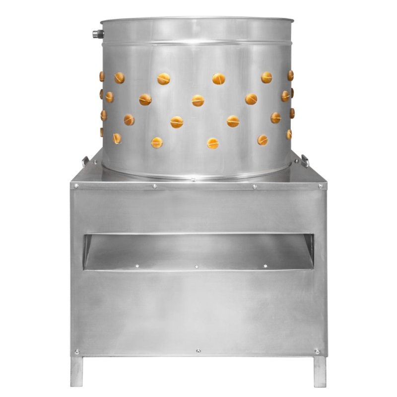 Poultry Plucker Machine 60cm Drum Automatic Chicken Turkey Duck Birds Rotating Water Pipe Drain Chute Defeather Plucking Stainless Steel 132 Rubber Fingers 3HP 220V 8 Bird Capacity Farming Abattoir