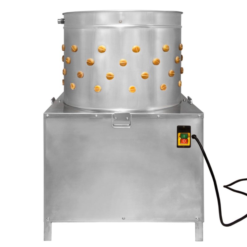 Poultry Plucker Machine 60cm Drum Automatic Chicken Turkey Duck Birds Rotating Water Pipe Drain Chute Defeather Plucking Stainless Steel 132 Rubber Fingers 3HP 220V 8 Bird Capacity Farming Abattoir