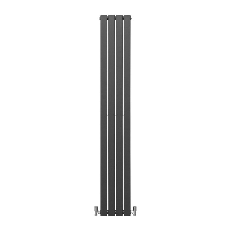 Designer Radiators 180 x 28cm Flat Panel Modern Central Heating Anthracite Grey Vertical Column Double Panel Wall Mounted Slimline Kitchen Living Room Bathroom Commercial Cleaning Brush & Fixing Kit