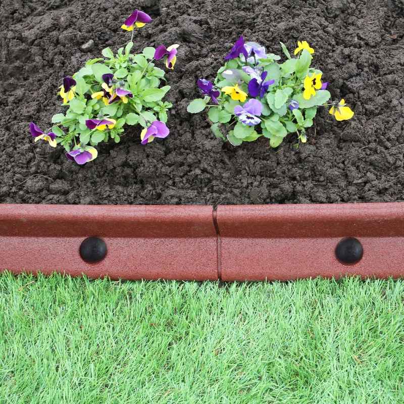 Flexible Lawn Edging Garden Border Grass Pathways Path Edge Vegetable Plot Flowerbed Raised Borders Rubber Artificial Grass Terracotta | Pack of 6 x 1.2m