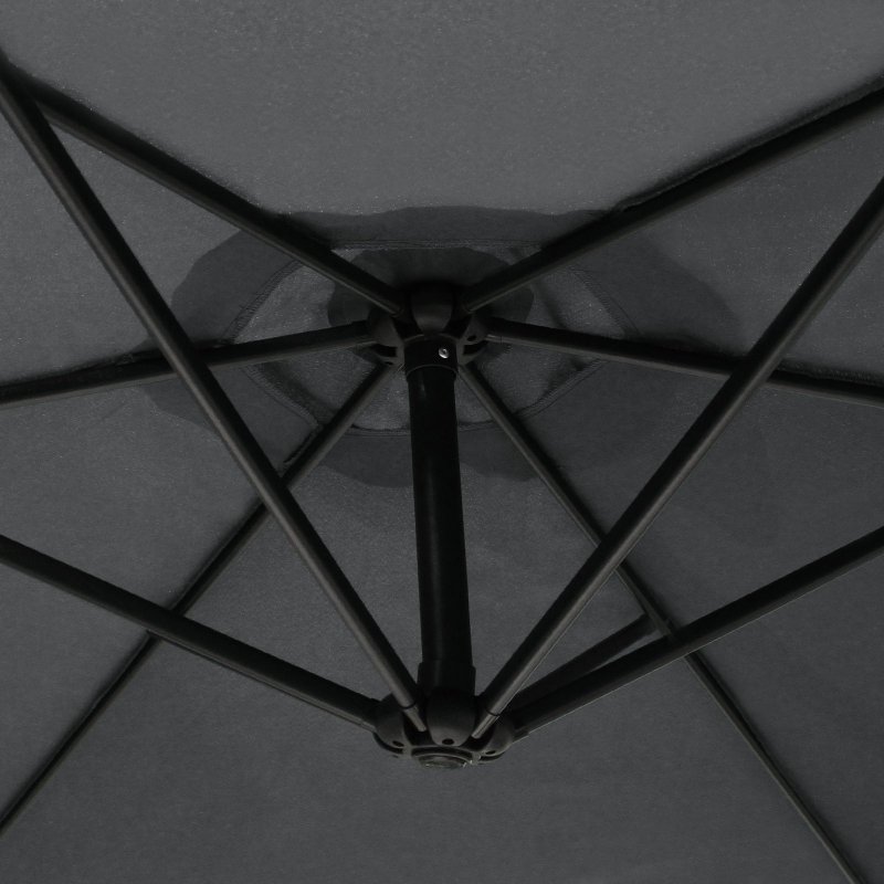 3m Cantilever Garden Parasol Banana Hanging Umbrella Winding Crank Shade Patio Outdoor Sun Shade Tilt UV Protection | Grey Fan Base