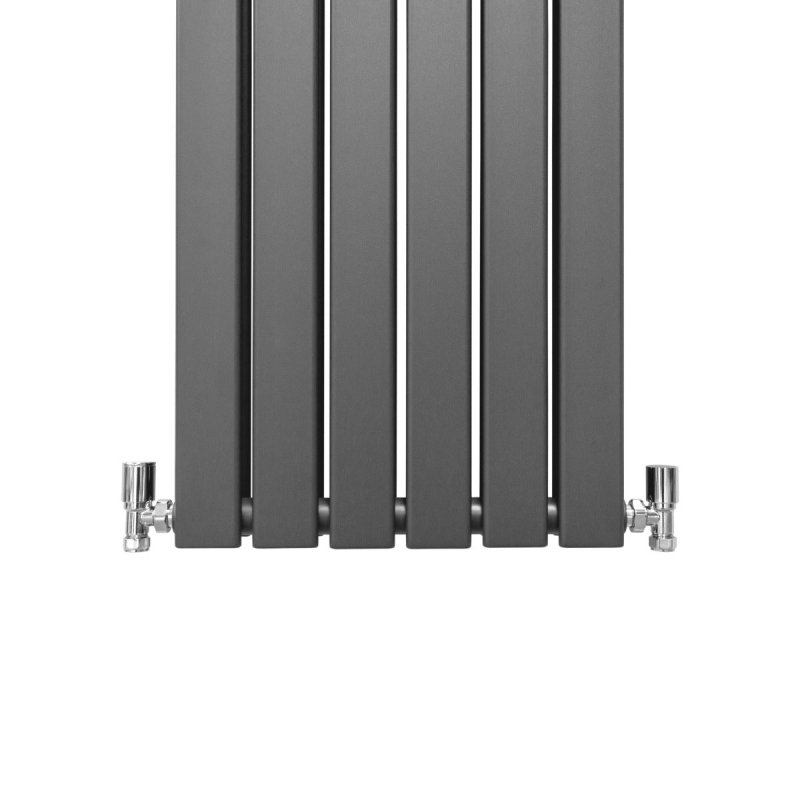 Designer Radiators 160 x 42cm Flat Panel Modern Central Heating Anthracite Grey Vertical Column Double Panel Wall Mounted Slimline Kitchen Living Room Bathroom Commercial Cleaning Brush & Fixing Kit