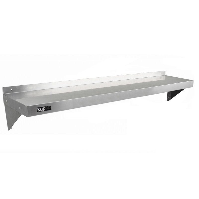KuKoo Commercial Catering Corrosion Resistant x 2 Stainless Steel Kitchen Wall Shelf & Free Microfiber Cloths 1500mm x 300mm