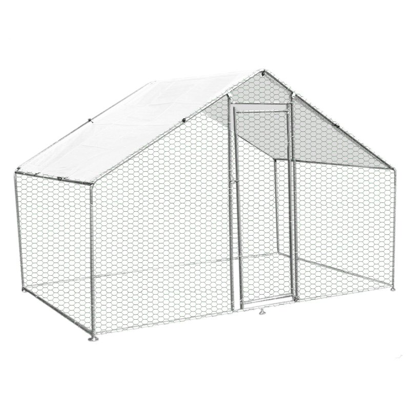 Walk In Chicken Run Cage Coop 4m x 2m x 2m Dog Pen House Kennel Large Metal Enclosure Rabbits Ducks Poultry Roof Cover Shelter Sunshade Pets Outdoor Backyard Farm Animal