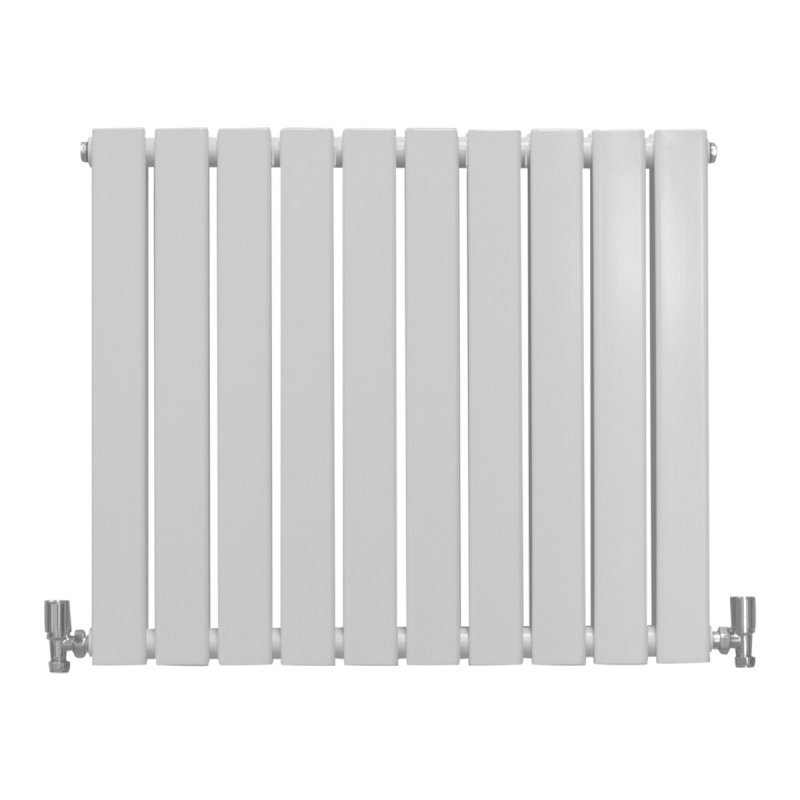 Designer Radiators 60 x 70cm Flat Panel Modern Central Heating Gloss White Horizontal Column Double Panel Wall Mounted Slimline Kitchen Living Room Bathroom Commercial Cleaning Brush & Fixing Kit