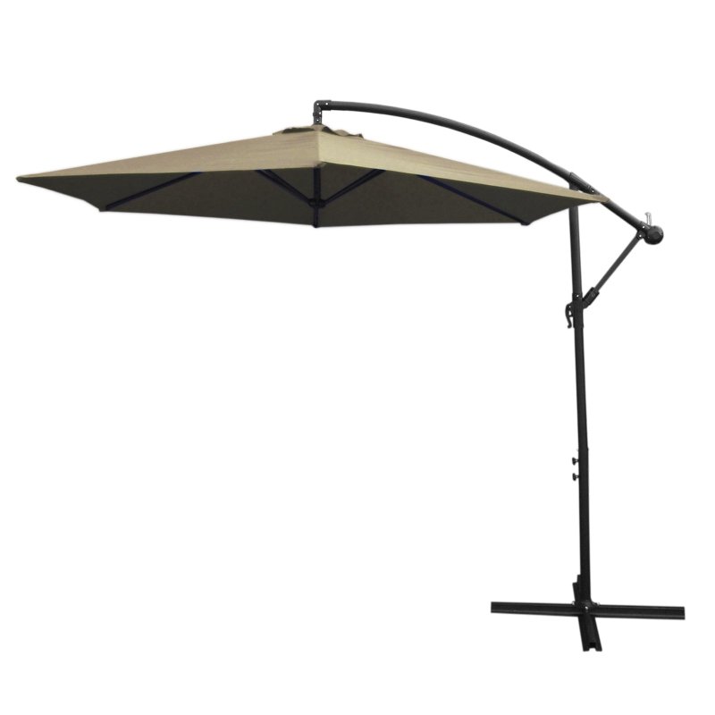 3m Cantilever Garden Parasol Banana Hanging Umbrella Winding Crank Shade Patio Outdoor Sun Shade Tilt UV Protection | Beige