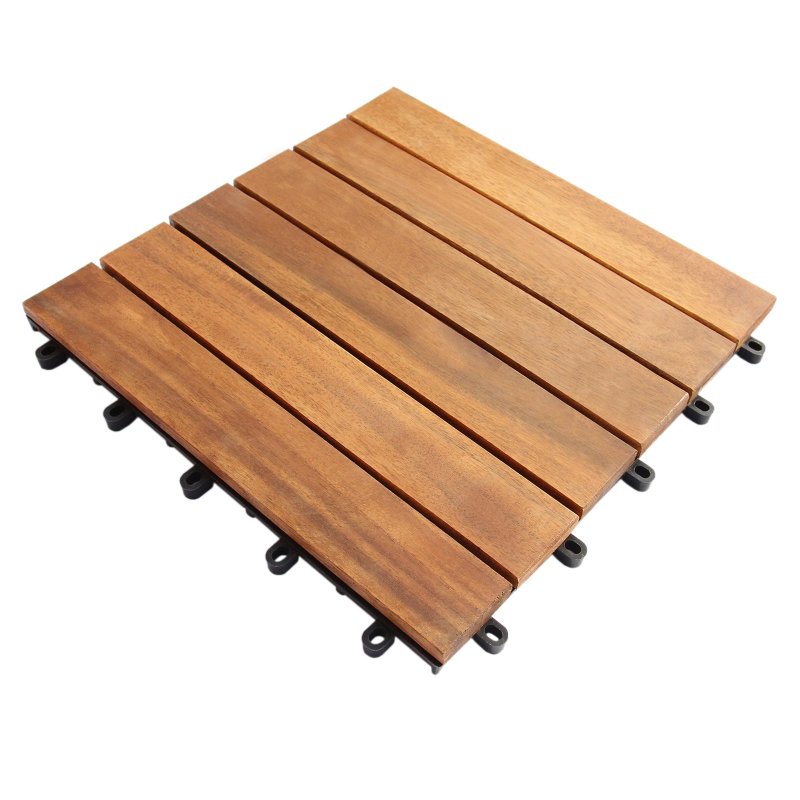 Decking Tiles Wooden Interlocking Boards Square Garden Patio Balcony Roof Terrace Hot Tub Flooring Acacia Wood Deck Tile Flooring