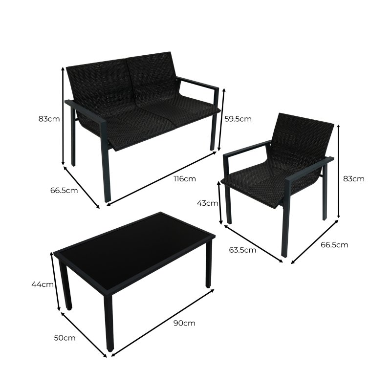 Rattan Patio Furniture Set - Black