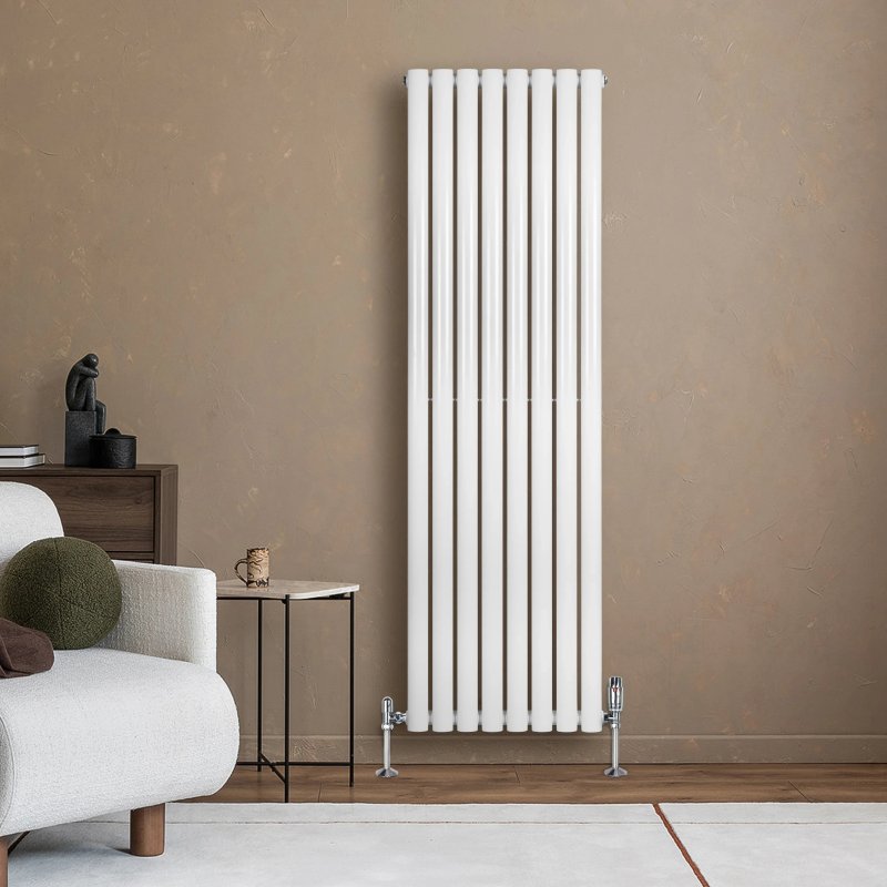 Oval Single Column Radiator - 1600 x 480mm - White