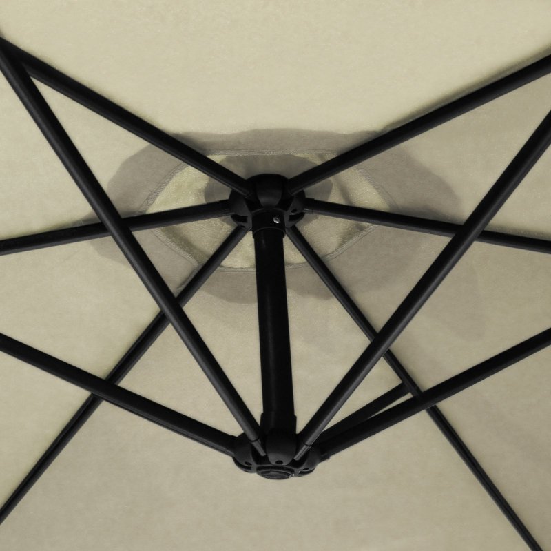 3m Cantilever Garden Parasol Banana Hanging Umbrella Winding Crank Shade Patio Outdoor Sun Shade Tilt UV Protection | Cream Fan Base