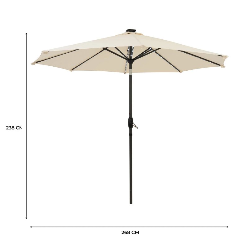 LED Tilt Parasol 2.7m - Cream
