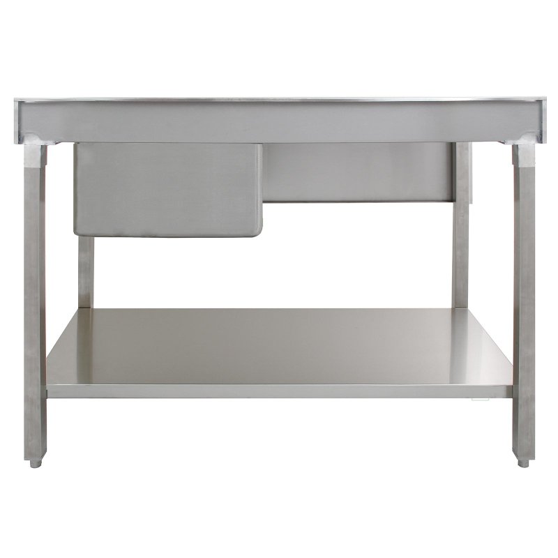 KuKoo Commercial Kitchen Catering Sink, Stainless Steel, Left Hand Drainer, 1.0 Bowl, 120cm Wide