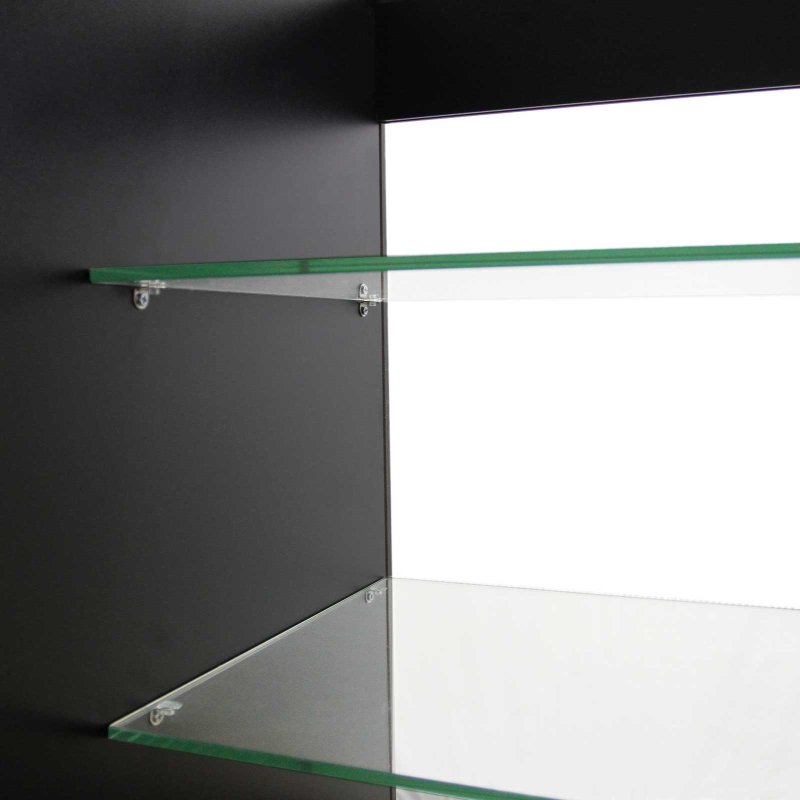 Retail Glass Shelf Product Display Shop Counter Showcase Lockable Cabinet Unit Black - K1200