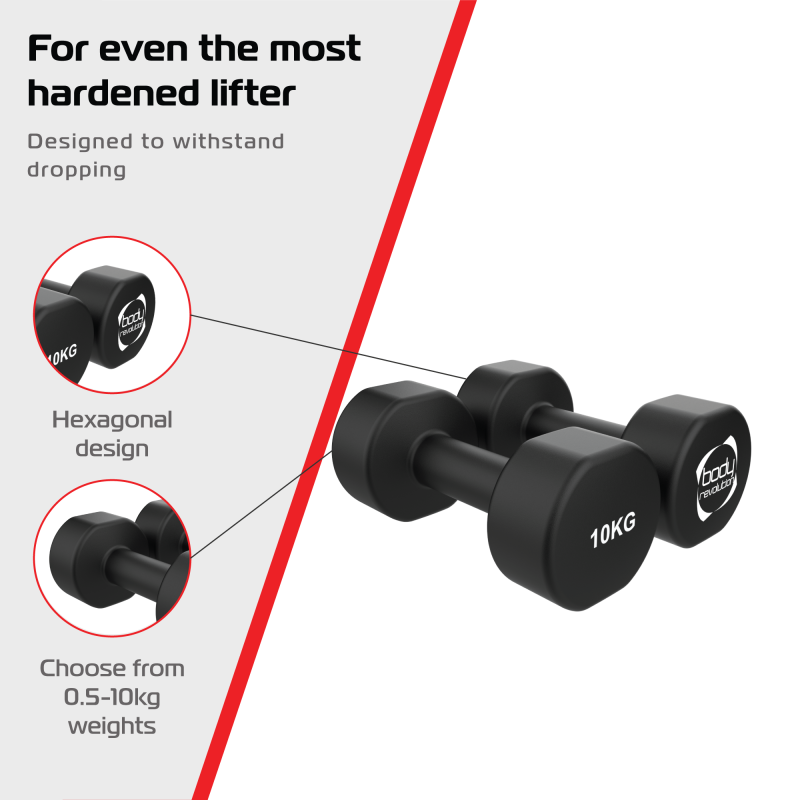 2 x 10KG Neoprene dumbbells