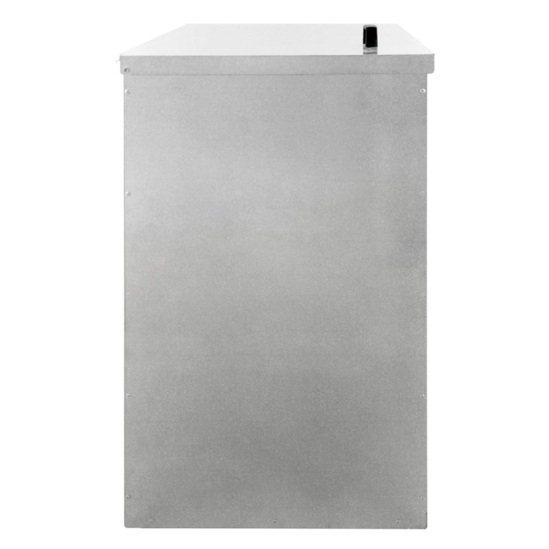 Coal Storage Bunker 250kg 390L Galvanised Steel Raised Metal Base Strengthening Bar Baffle Plate Waterproof Rust & Rodent Proof Wood Fire Sliding Door Hinged Lid Handle FREE Coal Shovel