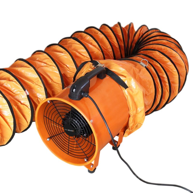 Dust Extractor Ventilation Fan 250mm Portable 6m Duct Hose Workshop Fume Air Blower Industrial PVC Ducting Ventilator