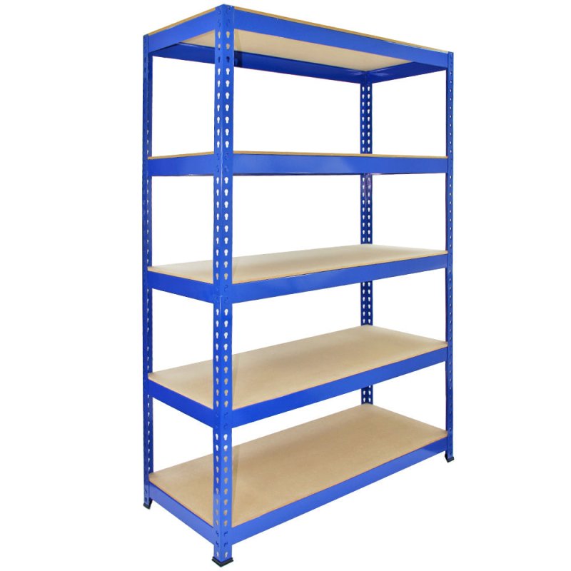 10 x Blue Racking Bay Unit 5 Tier Heavy Duty Steel Metal 200kg capacity Per Shelf Garage Shelves Storage Warehouse Shed Workshop Boltless Shelving 120 x 50 x 180cm Free Rubber Mallet