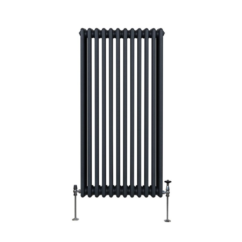 Traditional 3 Column Radiator 1500mm x 562mm Modern Central Heating Heater Matt Anthracite Grey Carbon Steel Vertical Wall Mounted Kitchen Living Room Bathroom Cleaning Brush Fixing Kit & Brackets