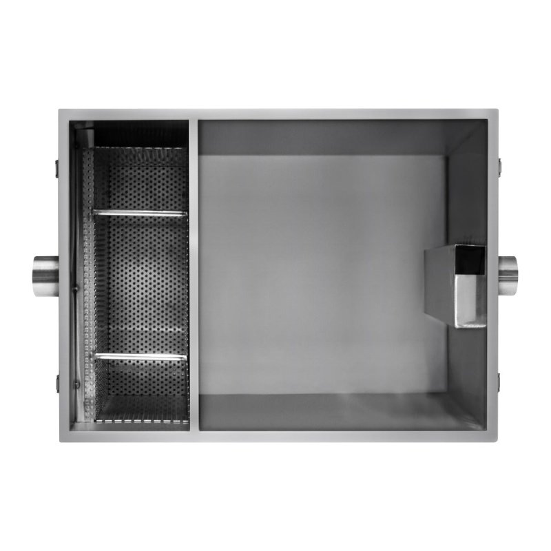 Commercial Grease Trap 120L Under Sink Interceptor 18KG Stainless Steel Waste Fat Oil Water Separator Filter Restaurant Kitchen Takeaway Hotel Cafe 50mm Inlet Outlet Compact 41cm H x 45cm W x 65cm D