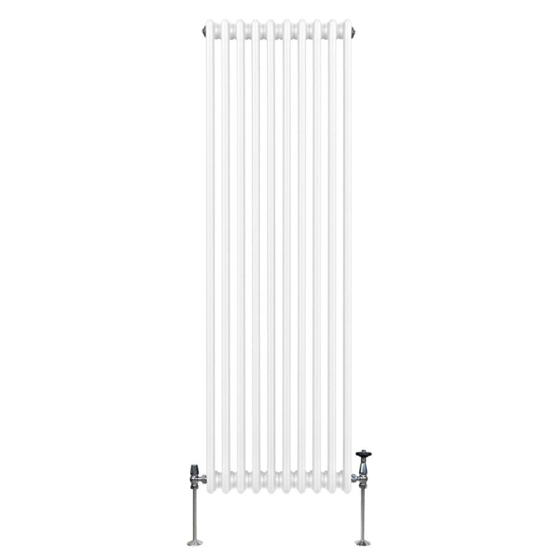 Traditional 3 Column Radiator 1800mm x 472mm Modern Central Heating Heater Gloss White Carbon Steel Vertical Wall Mounted Kitchen Living Room Bathroom Cleaning Brush Fixing Kit & Brackets