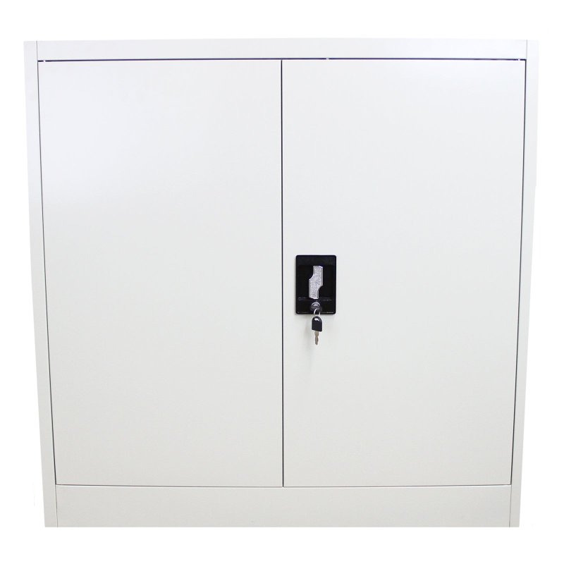 Metal Office 2 Doors Filing Cabinet Flatpack Document File Compartments Lockable Storage Cupboard Unit 90cm