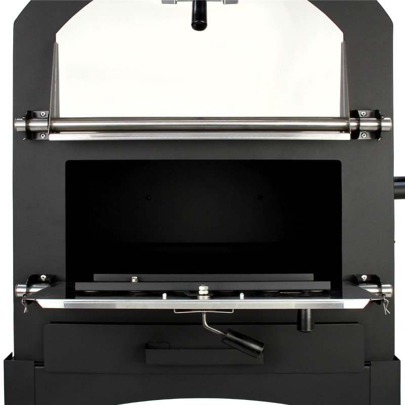 Outdoor Pizza Oven Portable Charcoal BBQ Smoker Pizza Maker Chimney Vent Temperature Gauge Shelf & Union Jack Bunting 25 Triangle Flags 10m Double Sided FREE Pizza Peel, Stone, Cutter & Rain Cover