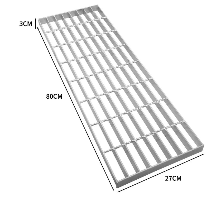 Galvanised Grating Floor Forge Walkway Mesh Floor Panel Grid Drainage Gutter Vent Heavy Duty Weatherproof Steel Zinc Coated 800mm x 270mm x 30mm 4mm Metal Thickness 216kg Load Capacity