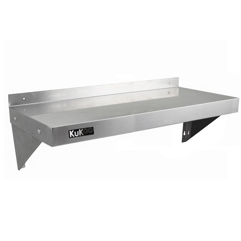 2 x KuKoo Commercial Stainless Steel Shelves Kitchen Wall Shelf Catering Corrosion Resistant & Free Microfiber Cloths 1000mm x 300mm